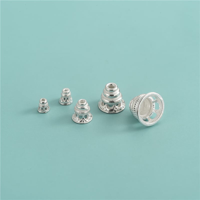 S925 sterling srebro spacer perle komponenti — Prosto srebro, kapica s resicama, držač cvijeta, DIY nakit