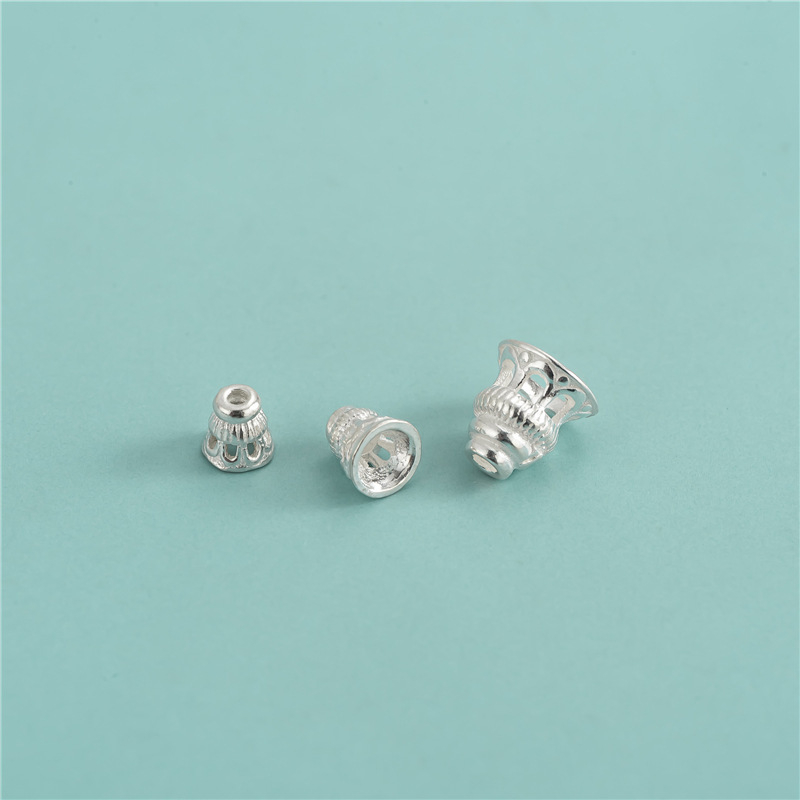 S925 sterling srebro spacer perle komponenti — Prosto srebro, kapica s resicama, držač cvijeta, DIY nakit