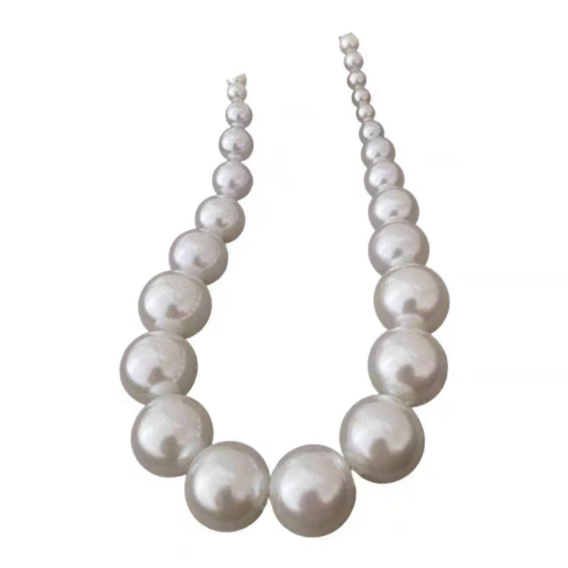Náhrdelník v kórejskom štýle s imitáciou perál, leštený povrch, perlenný reťaz, prívesok z perleťovej mušle