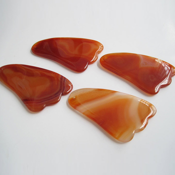 Poliruota chalcedonio agato Gua Sha lenta - universalus geometrinis masažo įrankis, Princesės serija