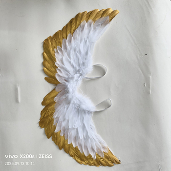 Anjelové krídla – rekvizita na Halloween cosplay, ručne vyrobené, perie a drôt