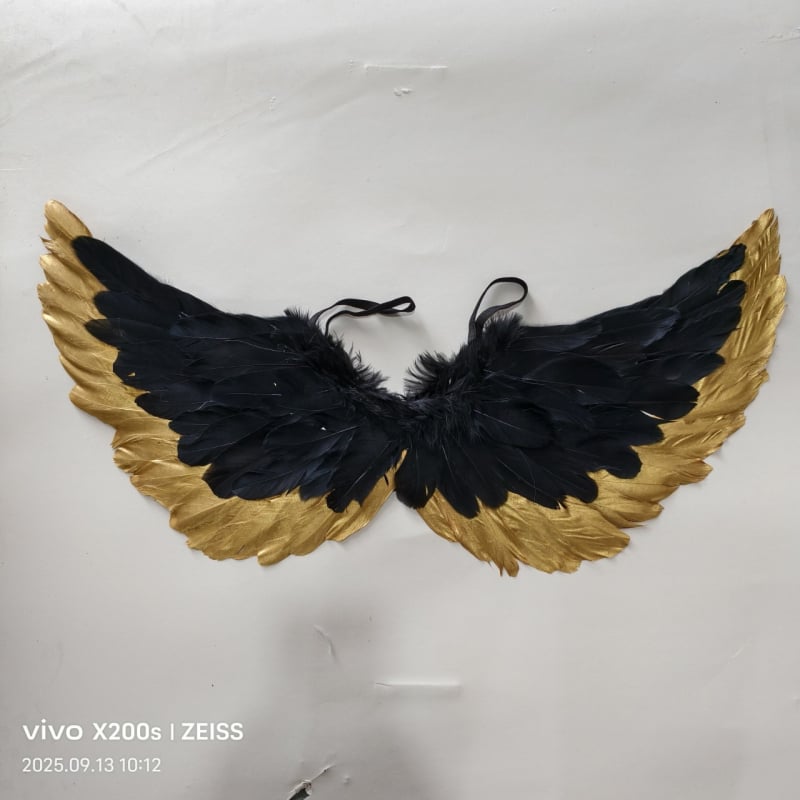 Anjelové krídla – rekvizita na Halloween cosplay, ručne vyrobené, perie a drôt