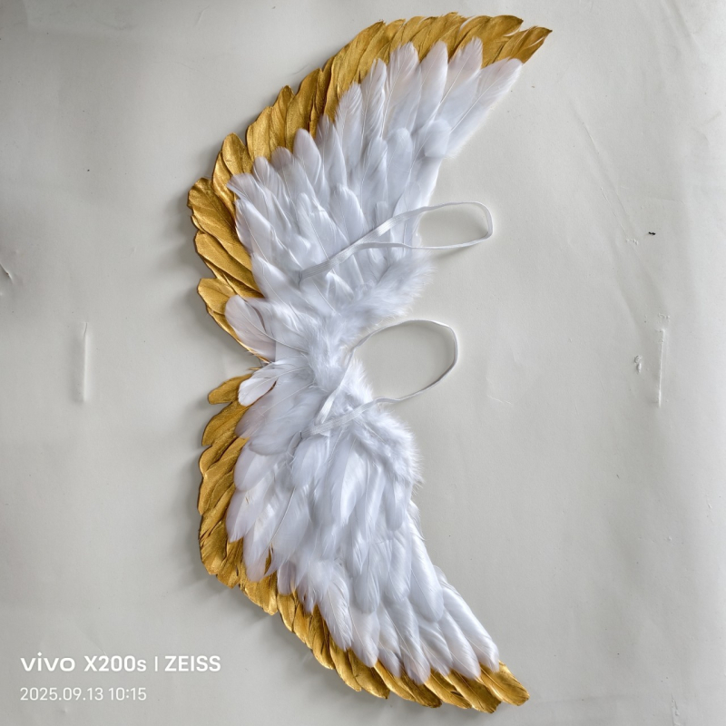 Anjelové krídla – rekvizita na Halloween cosplay, ručne vyrobené, perie a drôt