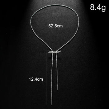 Nugaros grandinės karoliai – Rhinestone, baltas kristalas, moteriško stiliaus, elektroplatinavimas