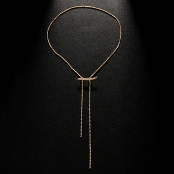 Nugaros grandinės karoliai – Rhinestone, baltas kristalas, moteriško stiliaus, elektroplatinavimas