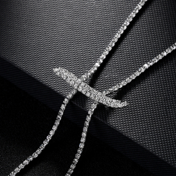 Nugaros grandinės karoliai – Rhinestone, baltas kristalas, moteriško stiliaus, elektroplatinavimas