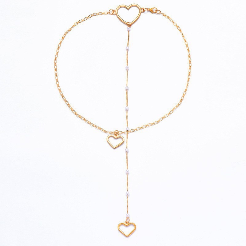 Širdies formos lydinio kūno ir nugaros grandinė, elektroplatinacija, moterų Europos ir Amerikos stilius