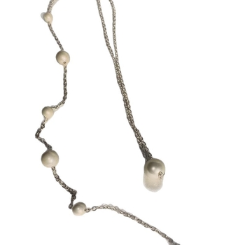 Nugaros grandinėlė su perlų pakabuku, Europos ir Amerikos stilius, 925 sidabras, kristalas