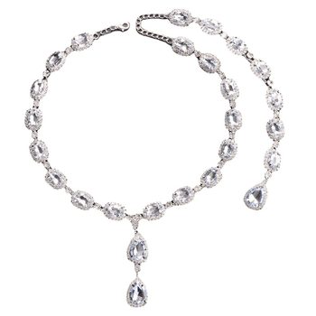 Nugaros grandinės karoliai su rhinestones, lašinio formos pakabukas, moterims, vestuvinis stilius