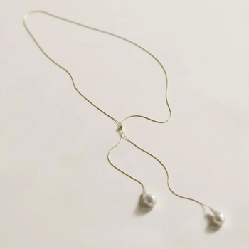 Ogrlica s stražnjim lancem, umjetne perle, ručno izrađena, geometrijski oblik, bijeli kristali
