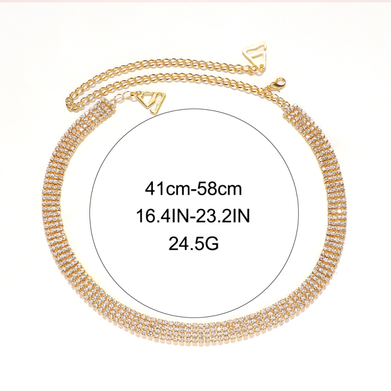 Lanț pentru corp — aliaj, cristale albe, pietre încrustate, stil feminin, electroplacare, personalizare disponibilă
