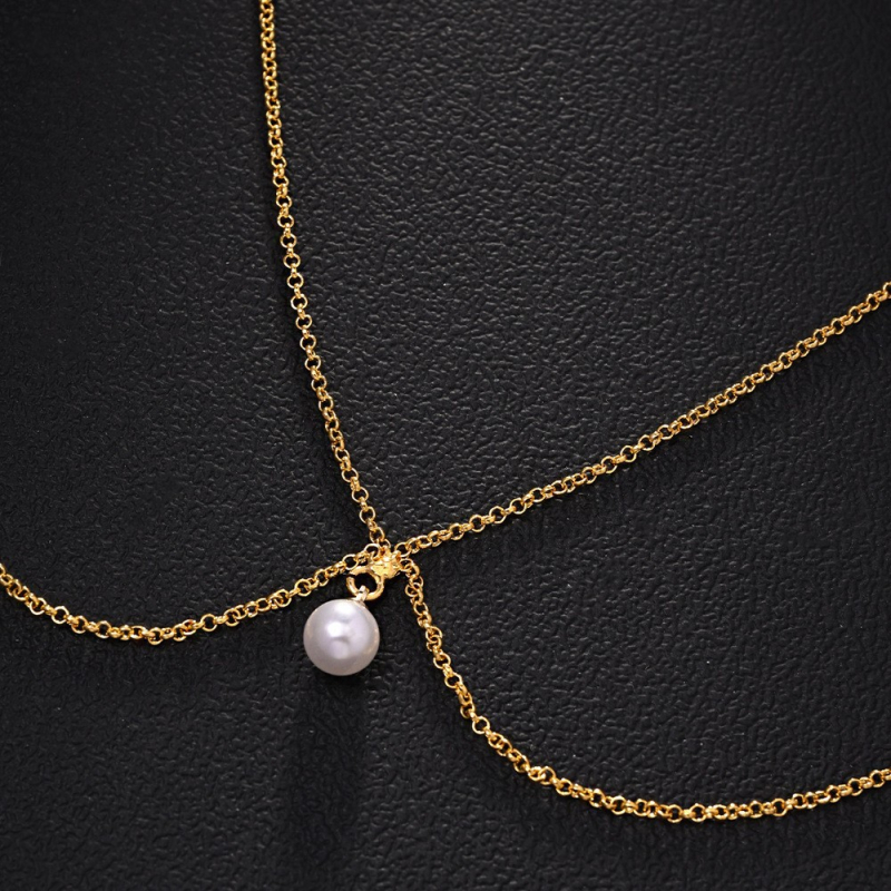 Lanac za tijelo s perlama, geometrijski dizajn, slobodno ugrađeni kamenčići, elektroplatina