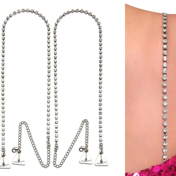 Lanac za tijelo s bijelim kristalima, legura, elektroplatiranje, geometrijski dizajn, ženski korejski stil