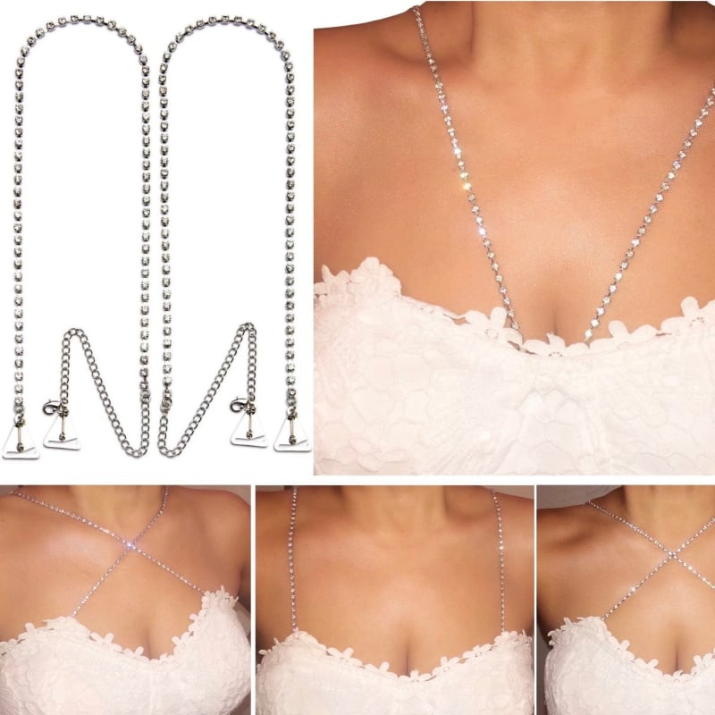 Lanac za tijelo s bijelim kristalima, legura, elektroplatiranje, geometrijski dizajn, ženski korejski stil