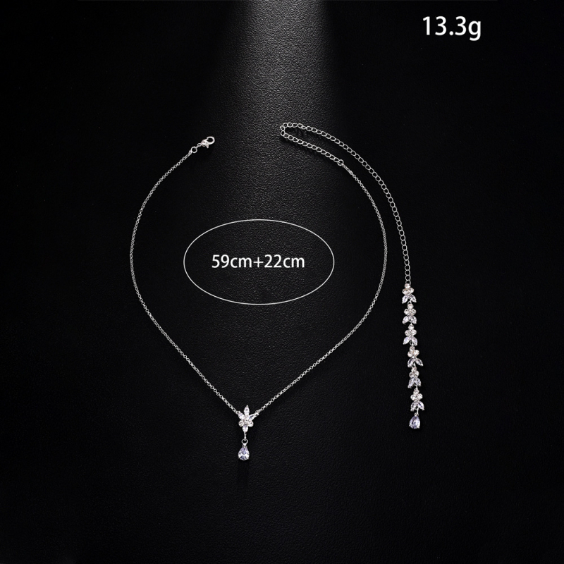 Back Chain Body Jewelry s rhinestones, cvjetni dizajn, bijela kristalna ugradnja, elektroplatinirani spoj