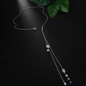 Ogrlica s leđnom lancem u obliku lista, bijeli rhinestones kristali, umetak od legure s umjetnim dragim kamenjem, bakrena podstava, jednostavan stil, vjenčani nakit
