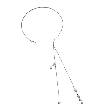 Ogrlica s leđnom lancem u obliku lista, bijeli rhinestones kristali, umetak od legure s umjetnim dragim kamenjem, bakrena podstava, jednostavan stil, vjenčani nakit