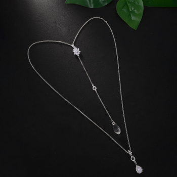 Body chain za leđa — kapkovitog oblika s vodnim dijamantima, uložak od legure s bijelim kristalom, elektroplatirani bakar