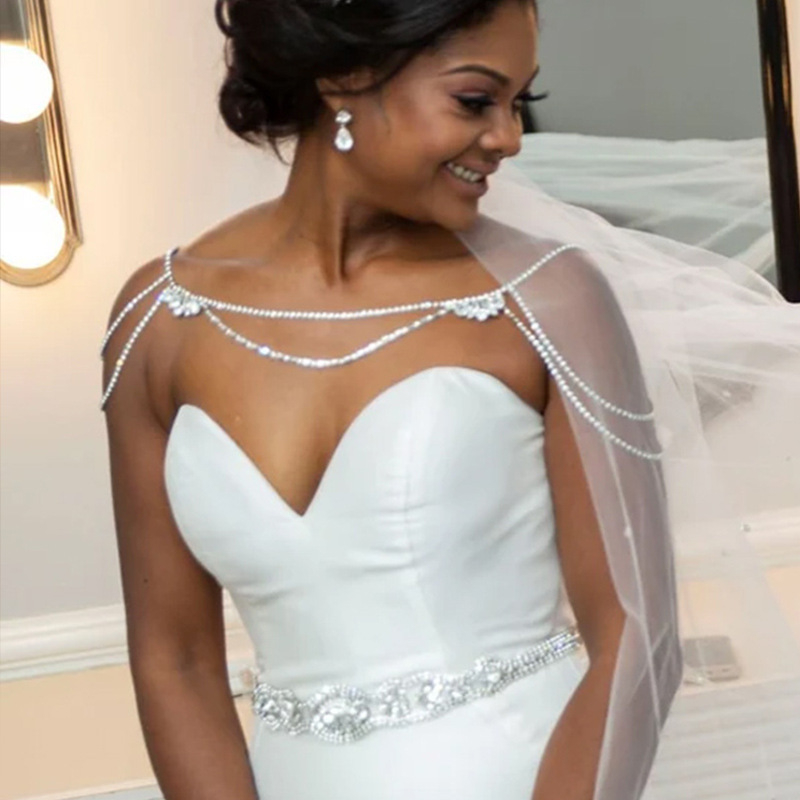 Lanac tijelo na rame sa cirkonima, geometrijski dizajn, legura, elektropliniranje, prilagodljivo