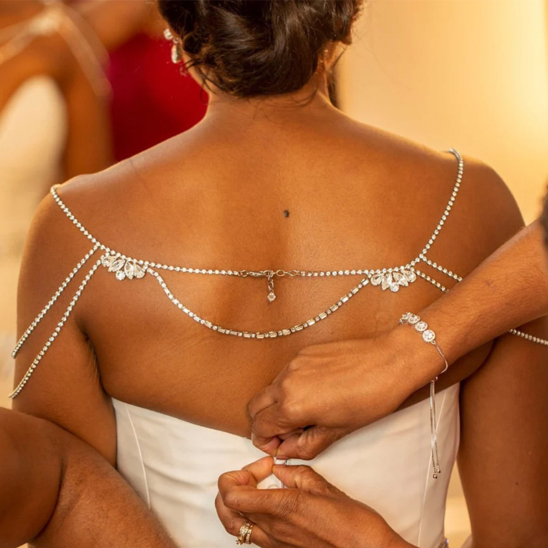 Lanac tijelo na rame sa cirkonima, geometrijski dizajn, legura, elektropliniranje, prilagodljivo