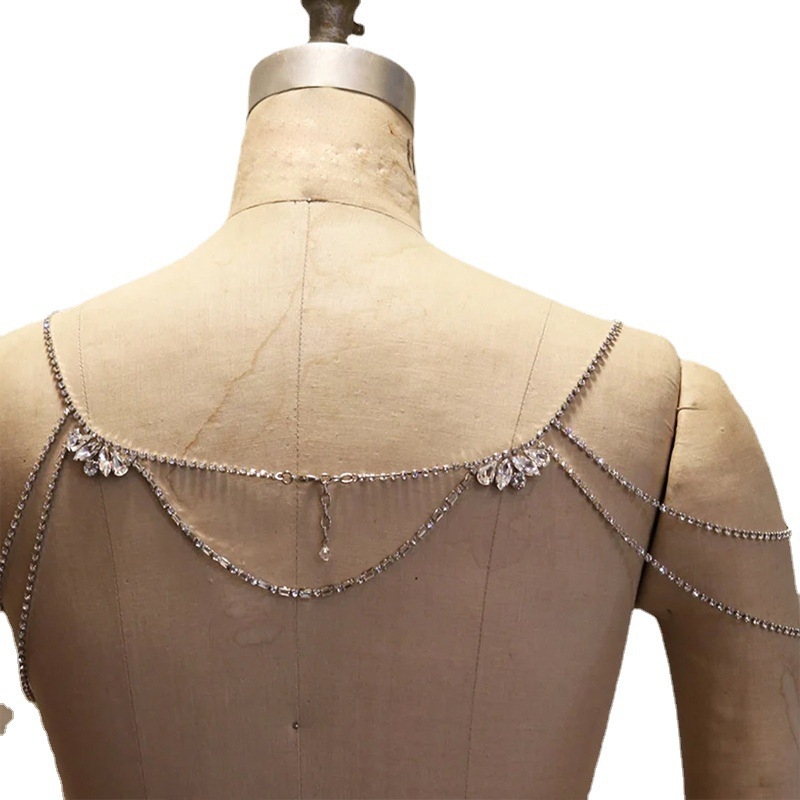 Lanac tijelo na rame sa cirkonima, geometrijski dizajn, legura, elektropliniranje, prilagodljivo