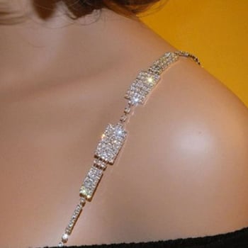 Női testlánc kristályokkal, elektroplattált ötvözet, geometriás dizájn