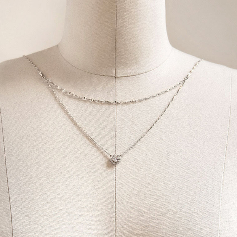 Lanț corporal de mireasă cu perle și cristale, colier dublu, placare electroplată