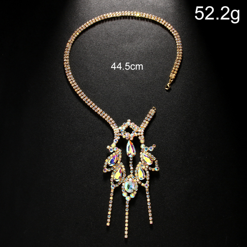 Lanț de spate pentru rochie – Geometrie cu ciucuri, rhinestones, aliaj din cupru, cristale albe, placare electrochimică, personalizabil