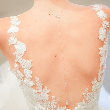 Lanț pentru corp cu perle, formă de picătură, cristal alb, placat cu aur cu pietre artificiale