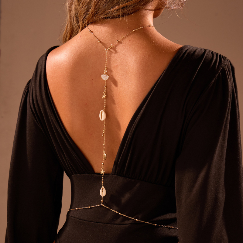 Lanț de corp pentru piept și spate, din aliaj placat electrolitic, stil european-american, pentru femei