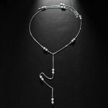 Lanț de corp pentru spate cu perle artificiale, accesoriu de mireasă, placare cu cupru, model STL3269