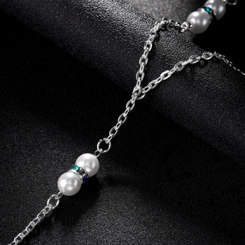 Lanț de corp pentru spate cu perle artificiale, accesoriu de mireasă, placare cu cupru, model STL3269