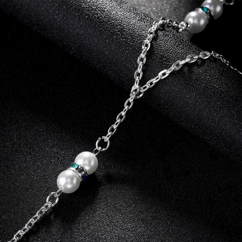 Lanț de corp pentru spate cu perle artificiale, accesoriu de mireasă, placare cu cupru, model STL3269