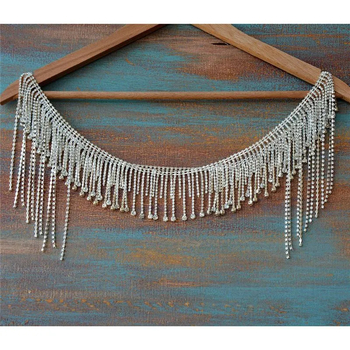 Ramena tijelo lanac s resama, geometrijski dizajn od rhineston-a, elektroplatina, bijeli kristali