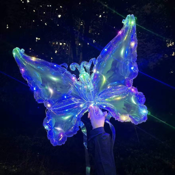 Aripi de fluture fluorescente pentru spate – transparente, din folie de aluminiu, pentru fete 7–14 ani, accesoriu decorativ luminos care stimulează coordonarea mână-occhi și interacțiunea părinte-copil