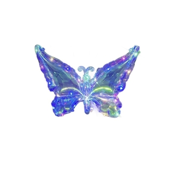 Aripi de fluture fluorescente pentru spate – transparente, din folie de aluminiu, pentru fete 7–14 ani, accesoriu decorativ luminos care stimulează coordonarea mână-occhi și interacțiunea părinte-copil