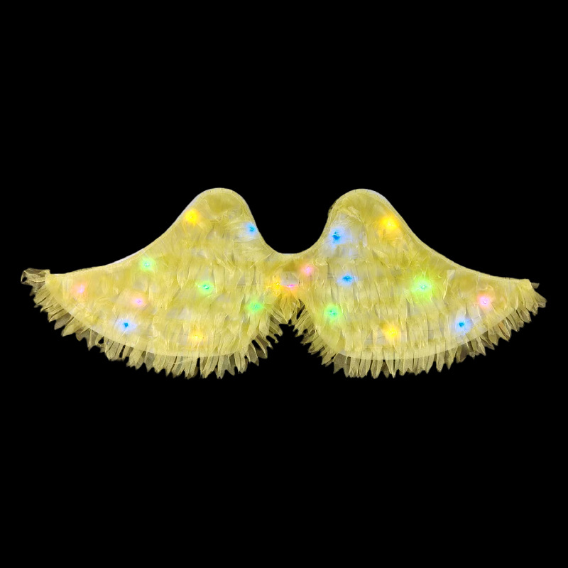 Aripi lucioase din țesătură pentru zână înger — jucărie cu LED, decor de spate luminos, pentru copii 4–6 ani