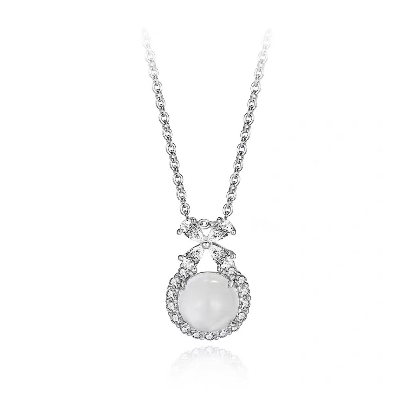 Ogrlica u obliku mašnice, s križnom lancom, Sterling srebro S999, duljina 41–50 cm