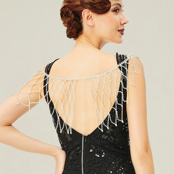 Раменна верига с кристали, многослоен геометричен дизайн, електроплакирана сплав, женски стил