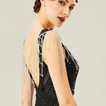 Раменна верига с кристали, многослоен геометричен дизайн, електроплакирана сплав, женски стил