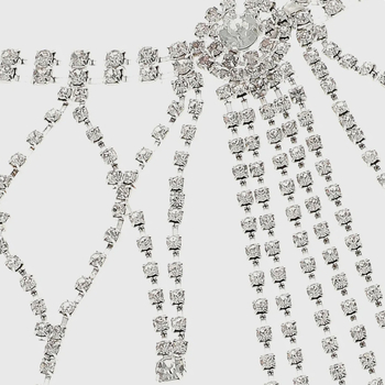 Раменна верига с кристали, многослоен геометричен дизайн, електроплакирана сплав, женски стил