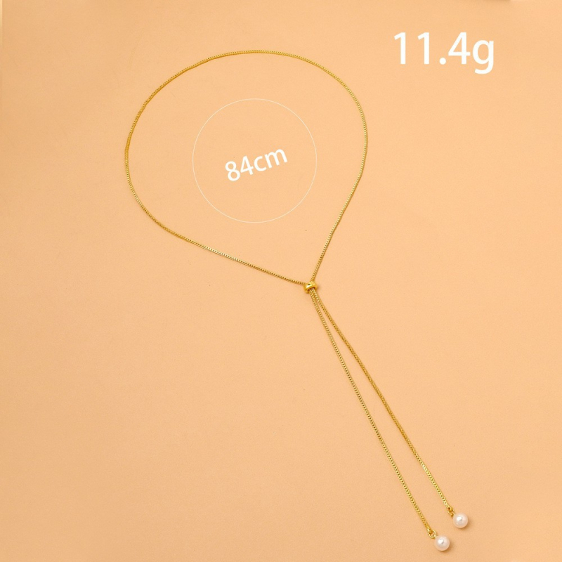 Hátsó lánc gyöngyökkel – minimalist dizájn, ötvözetbe illesztett féldrágakövek (STL3458)