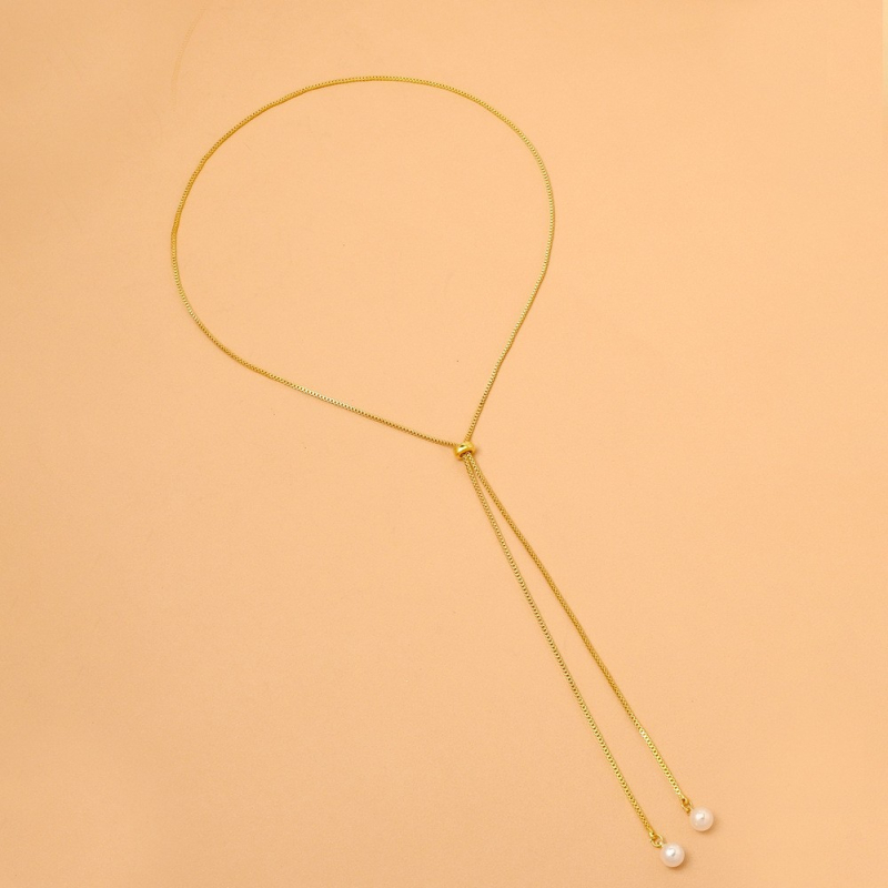 Hátsó lánc gyöngyökkel – minimalist dizájn, ötvözetbe illesztett féldrágakövek (STL3458)