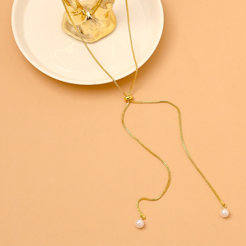 Hátsó lánc gyöngyökkel – minimalist dizájn, ötvözetbe illesztett féldrágakövek (STL3458)