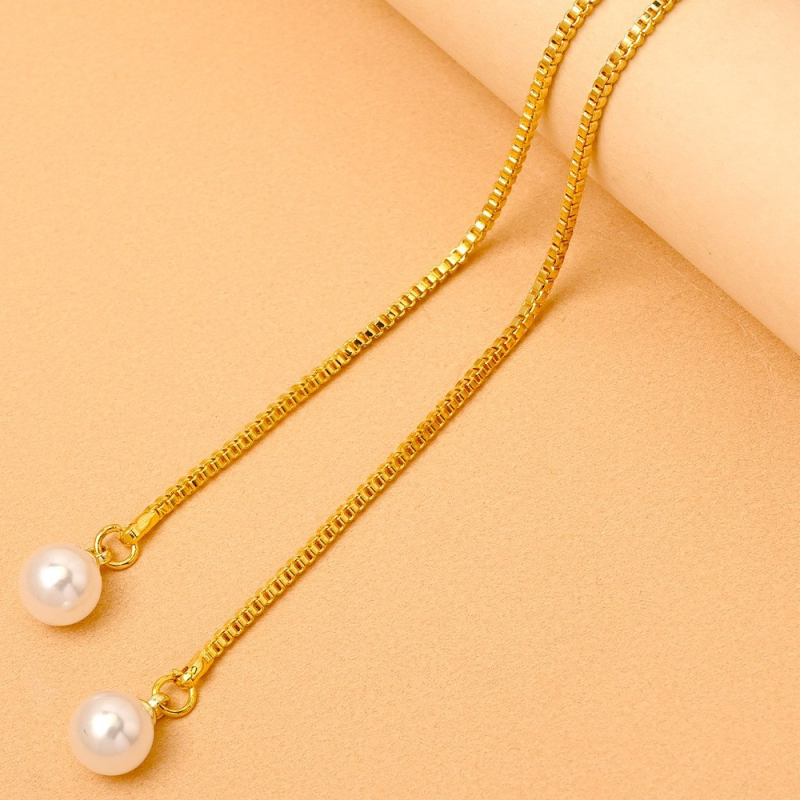 Hátsó lánc gyöngyökkel – minimalist dizájn, ötvözetbe illesztett féldrágakövek (STL3458)