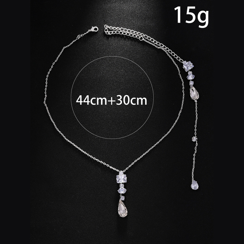 Geometriai testlánc esküvői ékszer fehér kristállyal, hátlánc, testreszabható