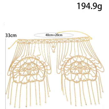 Válllánc bojtokkal és Rhinestone kövekkel – ötvözet alap, fehér kristály inlay, elektroplating