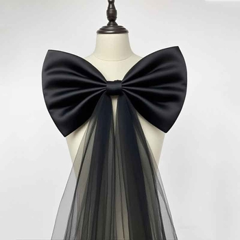 Accesorii pentru rochia de mireasă, funda mare cu coadă din plasă, material textil, procesare ecologică, stil prințesă, primăvara 2025