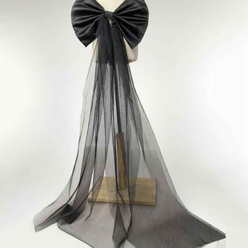 Accesorii pentru rochia de mireasă, funda mare cu coadă din plasă, material textil, procesare ecologică, stil prințesă, primăvara 2025