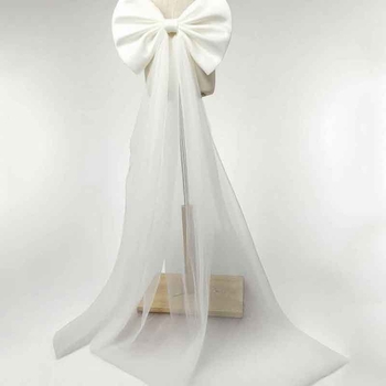 Accesorii pentru rochia de mireasă, funda mare cu coadă din plasă, material textil, procesare ecologică, stil prințesă, primăvara 2025